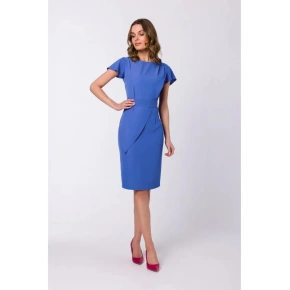 Vreckové šaty s opaskom S336 modré - Stylove