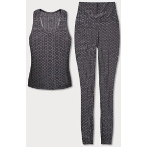 Dámsky športový set - top a legíny YW88037-2 Tmavo šedá - J.STYLE