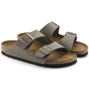 Birkenstock žabky Arizona Birko-Flor Nubuck Stone regular wide grey (0151211)