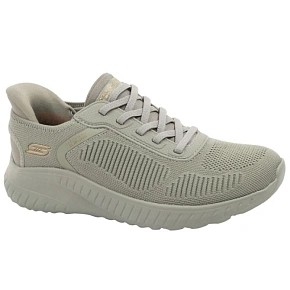 Dámske športové topánky Skechers Bobs Squad, nazúvacie SLIP-INS, olivové