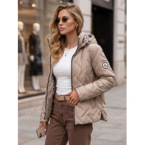 Dámska prechodná bunda s kapucňou TY5774 svetlohnedá – FashionStreet Dámska prechodná bunda s kapucňou TY5774 svetlohnedá – FashionStreet