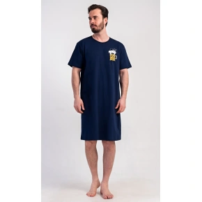 Pánska nočná košeľa s krátkym rukávom Beer Dark Blue - Vienetta