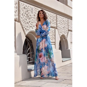 Denné šaty SUK0419 modro-zelené - Roco Fashion