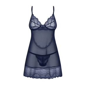 Dámska zvodná košieľka Nightly Blue Chemise tmavomodrá - Obsessive