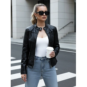 Dámska kožená bunda TY5455 black - FashionStreet