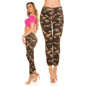 Dámske trendy Army skinnies 0000K600-273A khaki vzor - Koucla