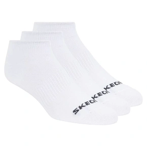 Skechers, 3 ks, unisex, bez froté, neviditeľné ponožky S114041-100, biele, veľkosti 39–42