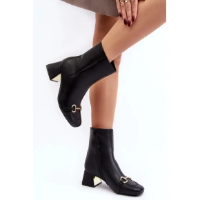 Dámske členkové topánky na podpätku 1063 Black with Gold - Super mode