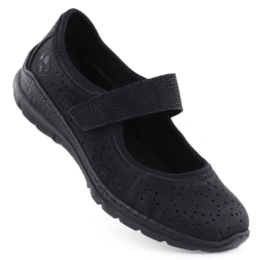 Dámske čierne topánky Rieker na suchý zips N4299-00