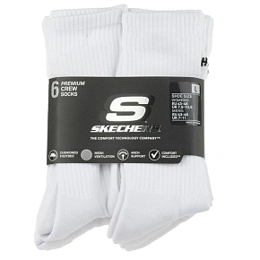 Ponožky Skechers 6pk Core Crew LG S118220-WHT, biele, veľkosť 43–46
