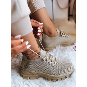 Dámske tenisky s ponožkovou špičkou ZY0345 v khaki farbe – FashionStreet