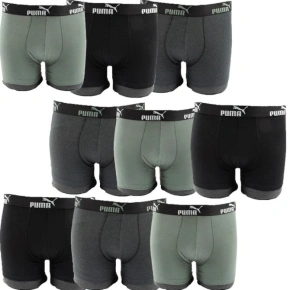 Pánske boxerky Puma 9-Pack Black Grey Khaki Comfortable Cotton