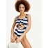 Jednodielne plavky UW0UW02100-0G3 modrobiela - Tommy Hilfiger