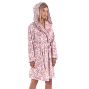 Dámsky krátky župan s kapucňou Flora 4856 4303 Light Purple with White - Vestis