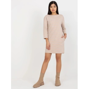 Dámske šaty LO SK LK 259.08 Béžová s bielou - Rue Paris