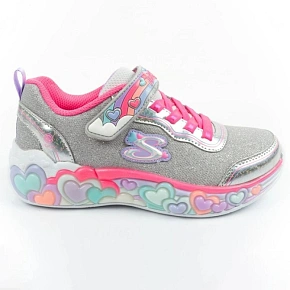 Skechers S Lights LED detská športová obuv pre dievčatá na suchý zips Grey