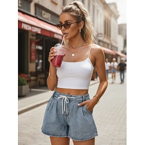 Dámske džínsové šortky SY0552 modré  - FashionStreet