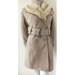 Dámsky béžový kabát na gombíky Eva - Italian Mode