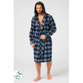 Pánsky župan MGD 431 Tmavo modrý s hnedou - Key