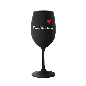 Víno. Pretože dcéry. - čierny pohár na víno 350 ml