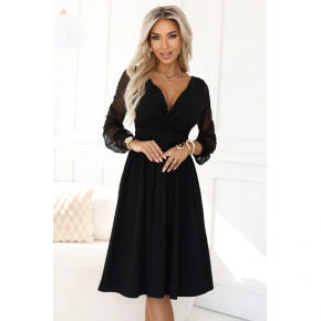 Elegantné midi šaty 657-1 čierne - Numoco
