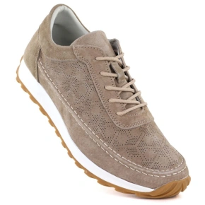 Dámske semišové kožené poltopánky svetlohnedé Sergio Leone SP001