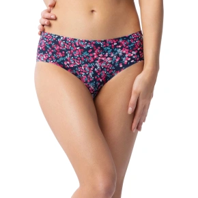 Dámske jednoduché klasické nohavičky Cranberries tmavomodré s ružovým vzorom - JULIMEX