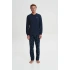 Pánske pyžamo s dlhým rukávom 19661 tmavomodré - Vamp