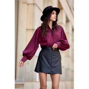 Krátka koženková sukňa SPO0052 čierna - Roco Fashion