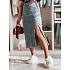 Džínsová midi sukňa CY0481 modrá – FashionStreet