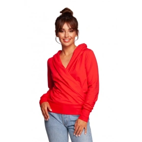 Zavinovací sveter s kapucňou B246 červený - BeWear