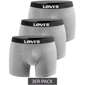 Pánske 3-pakové šedé bavlnené boxerky Levi's Pánske 3-pakové šedé bavlnené boxerky Levi's