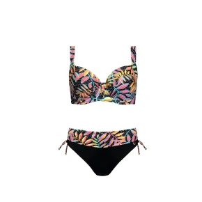 Dámske dvojdielne plavky Palermo 5 S995PA5-2 Black with Leaves - Self