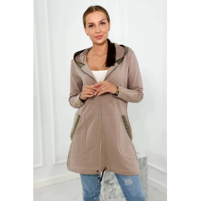 Dámska dlhšia mikina s ozdobnou stuhou 9320 Beige - K-Fashion