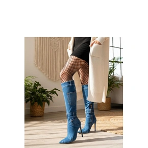 Dámske topánky na podpätku SXX-5 Jeans blue - Step in Style