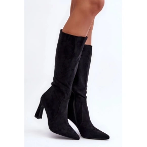 Čižmy na podpätku 9550 čierne - Step in style
