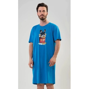 Pánska nočná košeľa Bulldog blue - Vienetta
