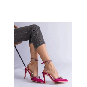 Dámske lodičky na podpätku H2810 Dark pink glitter - BELLAMICA shoes