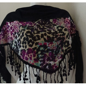 Dámska šatka Evi 444 čierna a fialová - FPrice