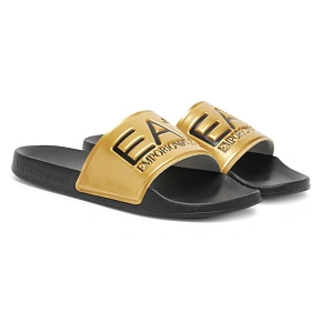 Pánske športové žabky Emporio Armani EA7 čierne/zlaté – 7X000108-AF15118-MZ097 Pánske športové žabky Emporio Armani EA7 čierne/zlaté – 7X000108-AF15118-MZ097