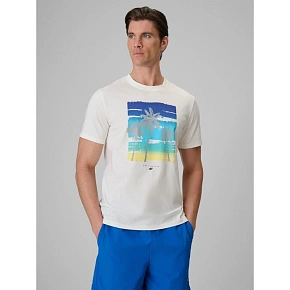 Pánske tričko s potlačou, regular strih, 4F 4FRSS26TTSHM4291-11S Pánske tričko s potlačou, regular strih, 4F 4FRSS26TTSHM4291-11S