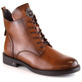 Potocki W WOL171C hnedé čižmy so šnurovaním a zipsom