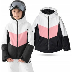 Dievčenská zimná bunda JAF545 bielo-čierno-ružová - 4F