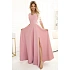 Dámske dlhé čipkované šaty 309-13 AMBER powder pink - Numoco