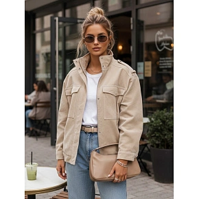 Dámska semišová bunda typu bomber TY5653, béžová – FashionStreet