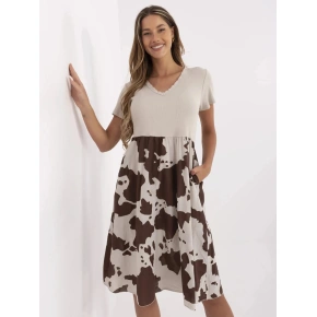 Dámske šaty DHJ SK 253701.80 Béžová s hnedou - FPrise