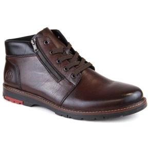 Pohodlné zateplené kožené čižmy Rieker M RKR625 brown