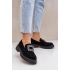 Dámske mokasíny na podpätku JH23-61 Black - Krok vo veľkom štýle
