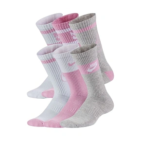 Ponožky Nike Everyday Cush Crew pre mladých Biela, ružová, sivá CK7302 905 Ponožky Nike Everyday Cush Crew pre mladých Biela, ružová, sivá CK7302 905