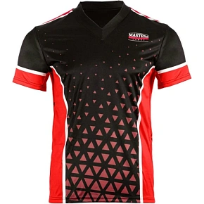 Tričko s výstrihom do V pre point-fighting MASTERS „COMBAT JUNIOR“, čierne a červené (WAKO APPROVED)